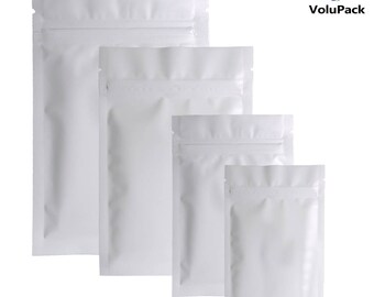 Different Sizes 100pcs Heat Sealing Aluminum Foil Plastic Package Bag Flat Double-Sided Matte White Mylar Zip Lock Bags