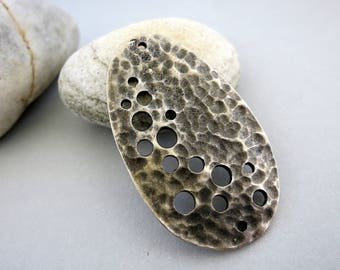Mykonos Moonscape Oval Pendant, Antique Pewter, Mykonos Metal Casting, 50x30mm Lead Free Metal, Made in Greece, M5279P