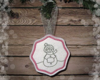 Felt Snow Girl Ornament in Pink