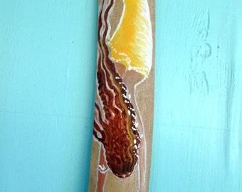 Caribbean Mermaid- African Mermaid Hand painted drift wood original fantasy mermaid art