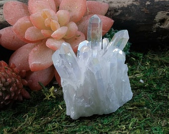 Angel aura opal aura crystal cluster aura crystals rainbow aura Crystal pendants rainbow quartz electoplated aura quartz D7