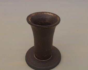 Candle holder black stoneware