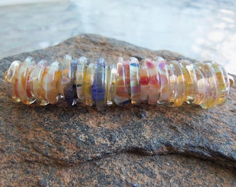 Handmade Lampwork Glass Bead Set - Earring Supplies - Borosilicate Abstract Swirls - Silverfish Designs