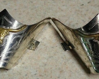 Vintage Western cowboy boot longhorn silver plated toe tips