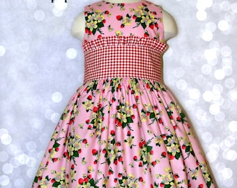 Strawberry fields dress size 5 ready to ship Easter church spring summer MADE in the USA