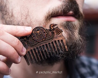 Viking Wooden Beard Comb | Odin | Pocket Comb | Gift for Him