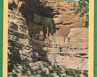 Vintage Linen Postcard - Cliff Dwelling - Montezuma Castle National Monument Located in Camp Verde, Arizona (3321)
