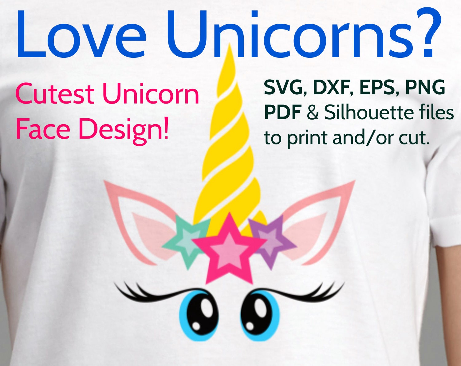 Download Cutest Unicorn Face SVG Design to Print or Cut with Cricut ...