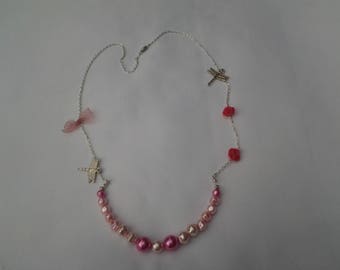Necklace romantic Charleston in shades of pink shades