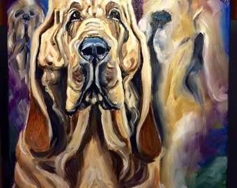 Oil Painting of Bloodhound