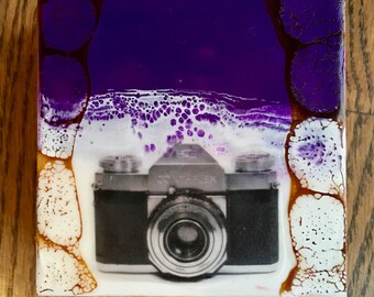 original encaustic painting- Camera