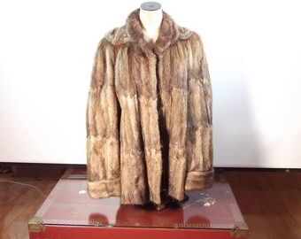 Vintage Rosenburg's Muskrat Real Fur Coat - Real 3/4 Length Mink Coat - Ladies Medium Length Real Fur Coat - Fur Jacket