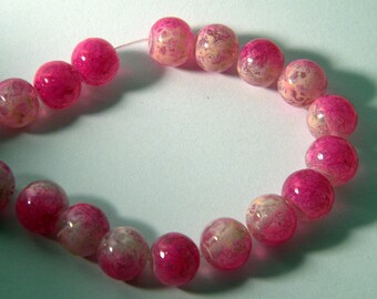 20 trefilee 8 mm neon pink glass beads