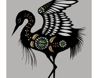 The Heron - 11 x 14 inch Cut Paper Art Print