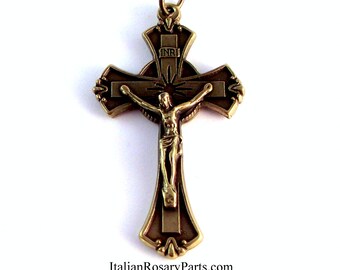 Flared Bronze Rosary Crucifix | Italian Rosary Parts