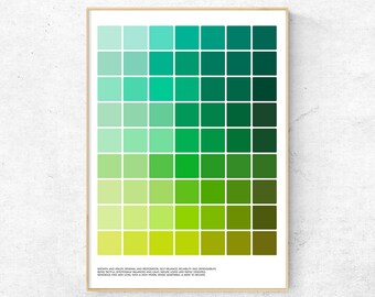 Pantone art print, Modern wall art, Pantone greenery, Pantone colors, Pantone card, Minimalist decor, Green print, Nordic art, Scandinavian