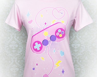 Player 1, START!, Fairy Kei Clothing, Pastel Goth, Geek Clothes, Plus Size, Aesthetic, Videogame Tshirt