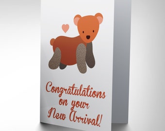 New New Baby Arrival Congratulations Teddy Bear Art Greetings Card CP1650