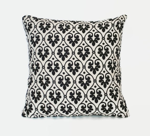Black and Beige Pillow Cover Damask pillow Throw pillow