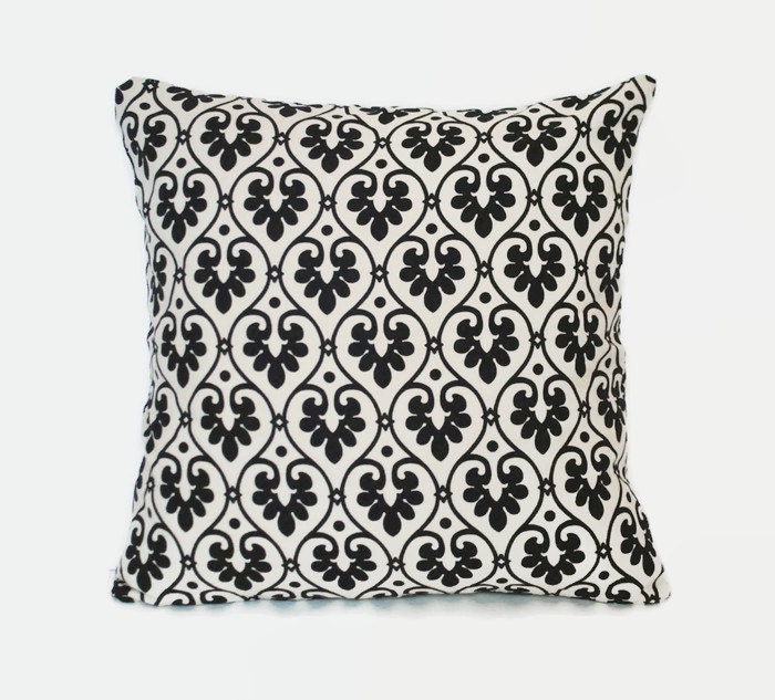 Black and Beige Pillow Cover Damask pillow Throw pillow