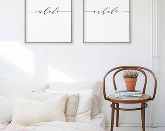 Inhale Exhale Print, Minimalist Typography Art, Yoga Wall Art, Pilates Art, Relaxation Gifts, Breathe Print, Home Wall Art, Instant Download