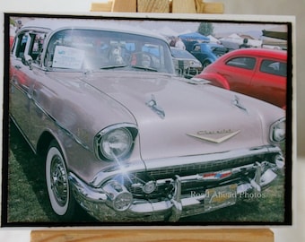 ACEO, Artist Trading Card, Pink 1957 Chevy