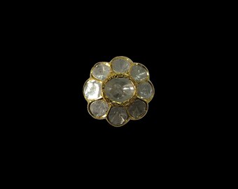 Pink green meena diamond pokli ring