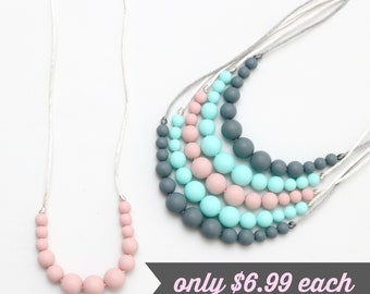 Simple Silicone Teething Necklace | Pick Your Color | Silicone Nursing Necklace | Breastfeeding Necklace | Teething Necklace | Chewelry
