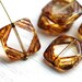 Square Picasso beads, Clear Czech glass beads, brown picasso finish, table cut, squares - 15mm - 4Pc - 2550