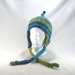 SALE 40% off Ribbed Green and Blue Ear Flap Hat
