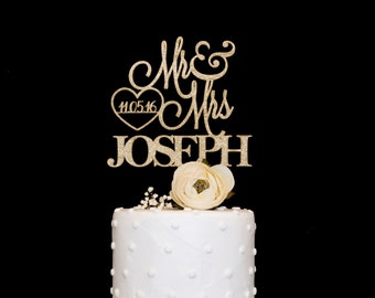 Custom Wedding Cake Topper With Date