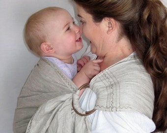 Baby Sling, baby carrier, Linen Sling, Ring sling, Linen RS, Linen newborn carrier, Linen baby sling, DVD, maternity, summer sling, washable