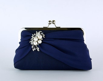 Silk Chiffon Clutch with Brooch, Wedding clutch, Wedding bag, Bridal clutch, Purse for wedding