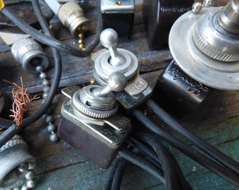 9 vintage light switch toggles Leviton Levolier Bakelite on off switches lamp lighting electrical restoration hardware supplies