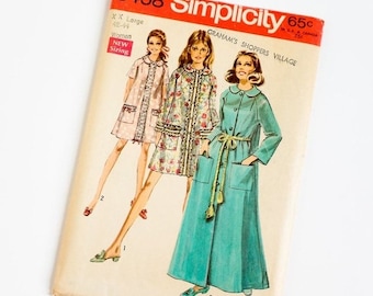 Shop SALE Vintage 1960s Womens Size 40 and 42 Robe in Two Lengths Simplicity Sewing Pattern 8458 FACTORY Folds / b46-48 w38-40.5