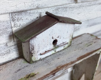 Dollhouse Miniature Birdhouse in White