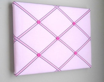 11"x14" French Memory Board, Bow Holder, Bow Board, Vision Boad, Photograph Holder, Organizer, Pink & Navy Blue Preppy