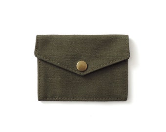 Recycled Military Canvas Snap Wallet Slim Minimalist Wallet Green