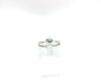 Apatite Stacking Ring | Sterling Silver Copper Ring Sz 8 | Raw Apatite Ring | Raw Stone Jewelry | Mixed Metal Ring | Blue Apatite Ring