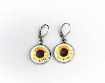 Sunflower Lever Back Earrings
