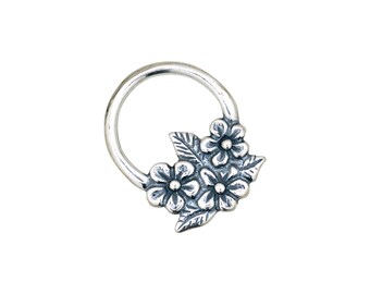Designer 3 Flowers Toggle Clasp -Sterling Silver (#9585)