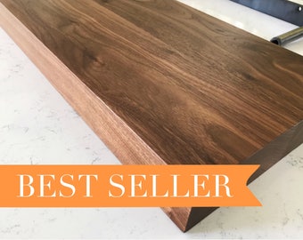 Solid Walnut Floating Shelf - 7 Sizes - 200 lb. Capacity - Free Shipping - Stocked Sizes
