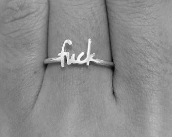 Fuck Ring, Dainty Ring, Fuck, Midi Ring, Simple Ring, Middle Finger, Mature, Minimal Ring, Knuckle Ring, Fuck Jewelry, Fuck Cancer, Fuck It