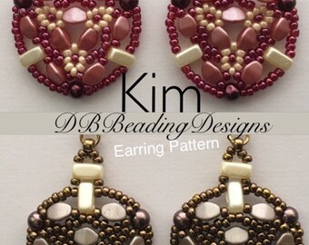 Kim Beaded Earrings Pattern, pdf, Beaded Tutorial