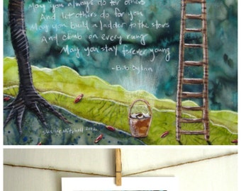 Forever Young, Bob Dylan lyrics, shower gift, little boy nursery new baby, 8.5 x 11 Archival Reproduction Print