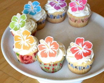 Edible Hawaiian Tropical Hibiscus Flowers - Cake & Cupcake toppers - Food decorations