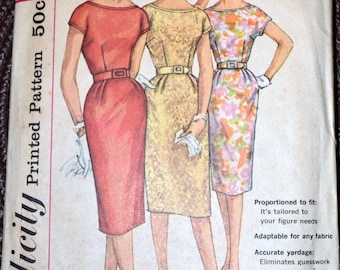 Vintage 60's Sewing Pattern Simplicity 3461 Misses' Dress Bust 31 Complete