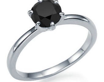 Black diamond engagement ring | Etsy