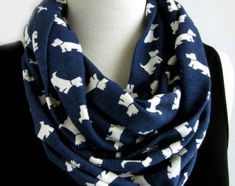 Dog scarf - Blue and white infinity scarves - Loop scarf - White terrier - Westie