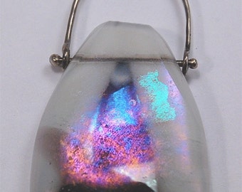 Shimmering Dichroic Fused Glass Pendant - OOAK